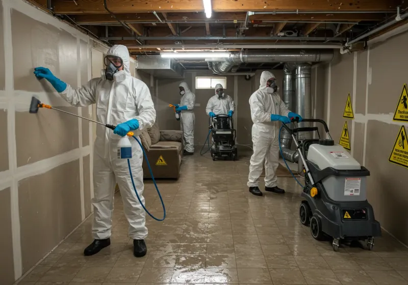 Basement Moisture Removal and Structural Drying process in Huron County, OH